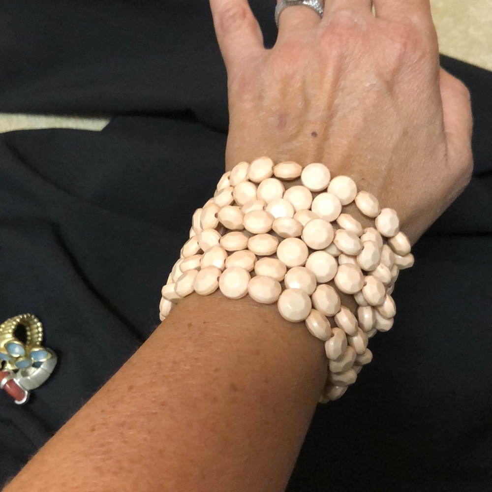 Pink beaded stacked bracelet